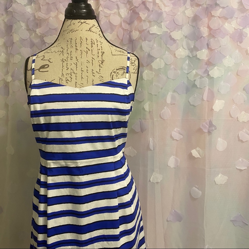 Gap blue, black & white striped dress size 14 NWT